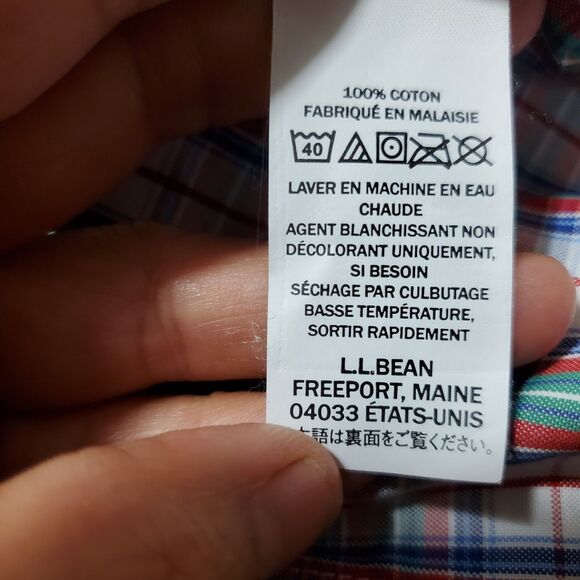 L L BEAN Womens Button TOP 3/4 Sleeve PLAID Wrinkle Free Size MP - Picture 8 of 8
